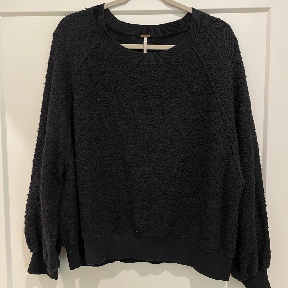 Free People Black Fuzzy Knit Sweater